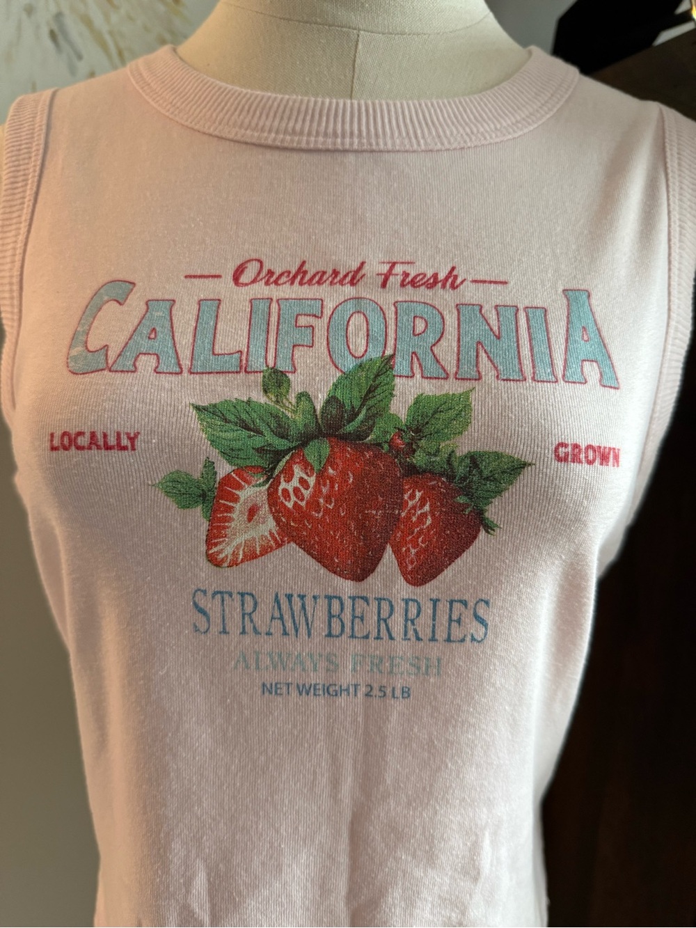Vinyl Icons California Strawberries Graphic Tank EUC - Picture 2 of 7